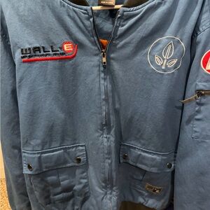 Blue Bomber Jacket with Embroidered Details